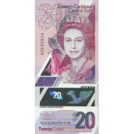 Eastern Caribbean 20 dollars 2019 ND P-New polymer