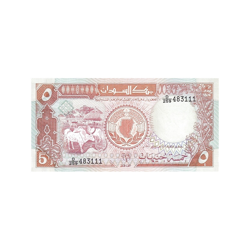 Sudan 5 Pounds 1991 P-45