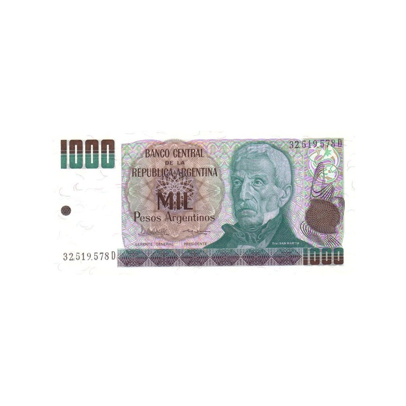Argentina 1000 Pesos P-317b 1983 1985 Series D