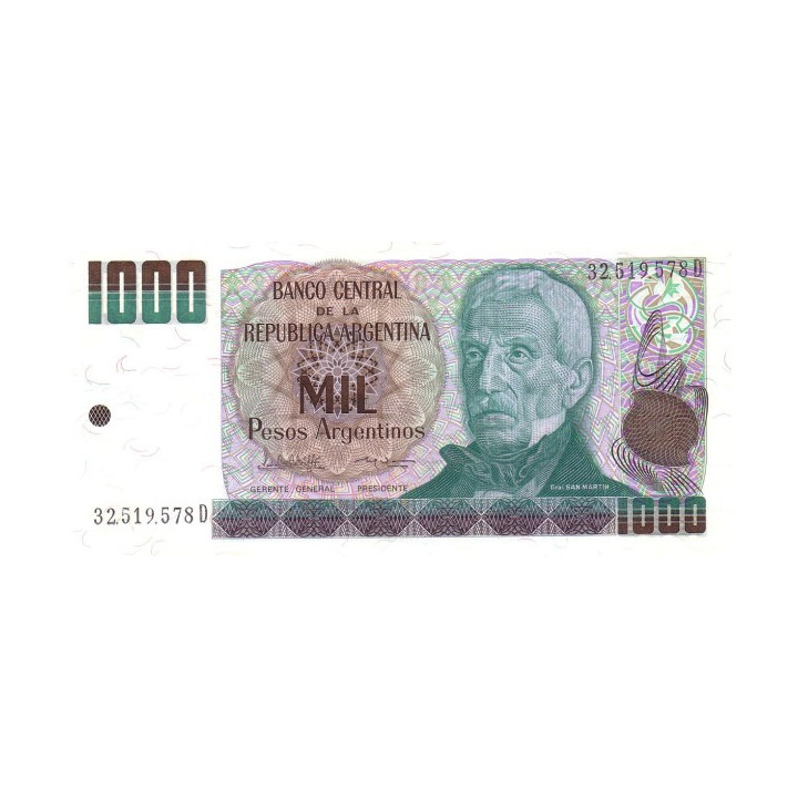 Argentina 1000 Pesos P-317b 1983 1985 Series D