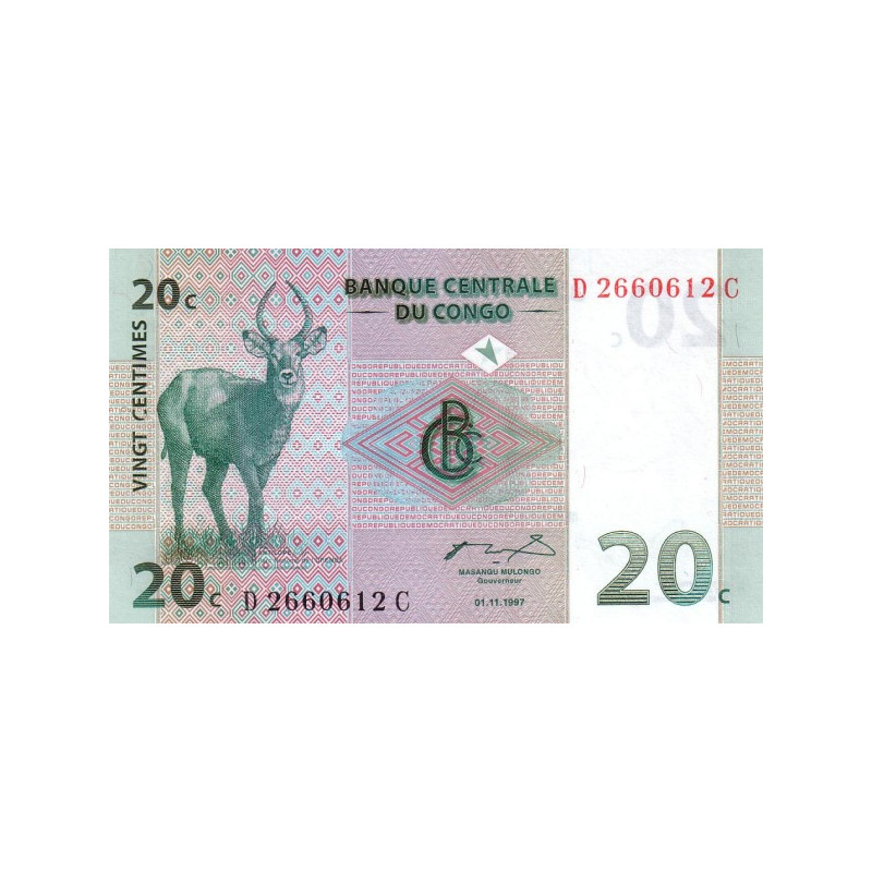 Congo 20 Centimes 1997 P-83