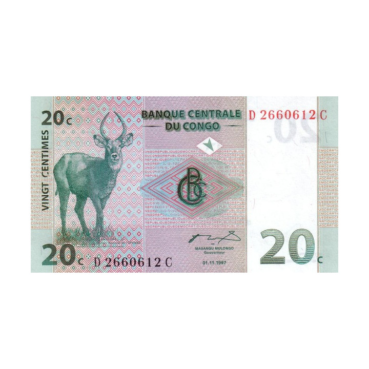 Congo 20 Centimes 1997 P-83