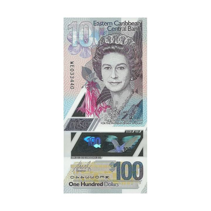 Eastern  Caribbean 100 dollars 2019 ND P-New plastsedel