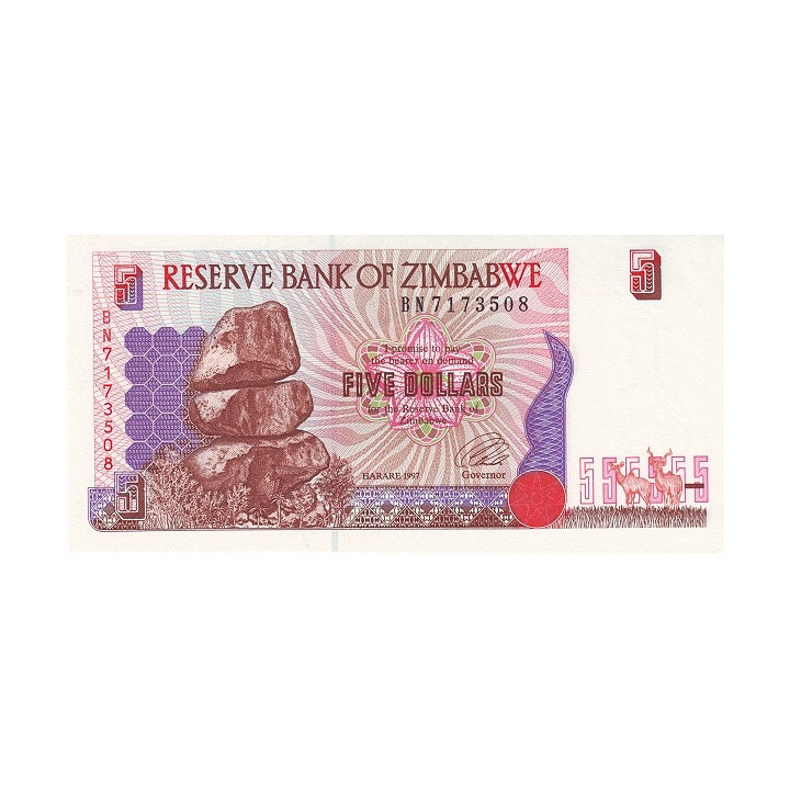 Zimbabwe 5 Dollars 1997 P-5b