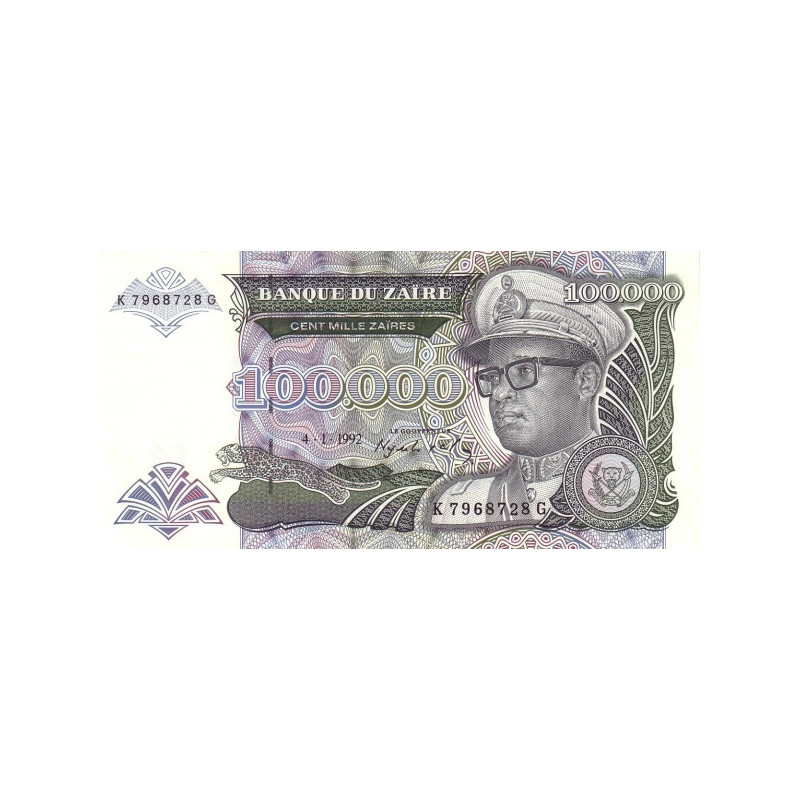 Zaire 100 000 Zaires 1992 P-41