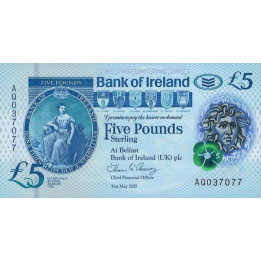 Nordirland 5 Pounds Bank of Ireland P-new