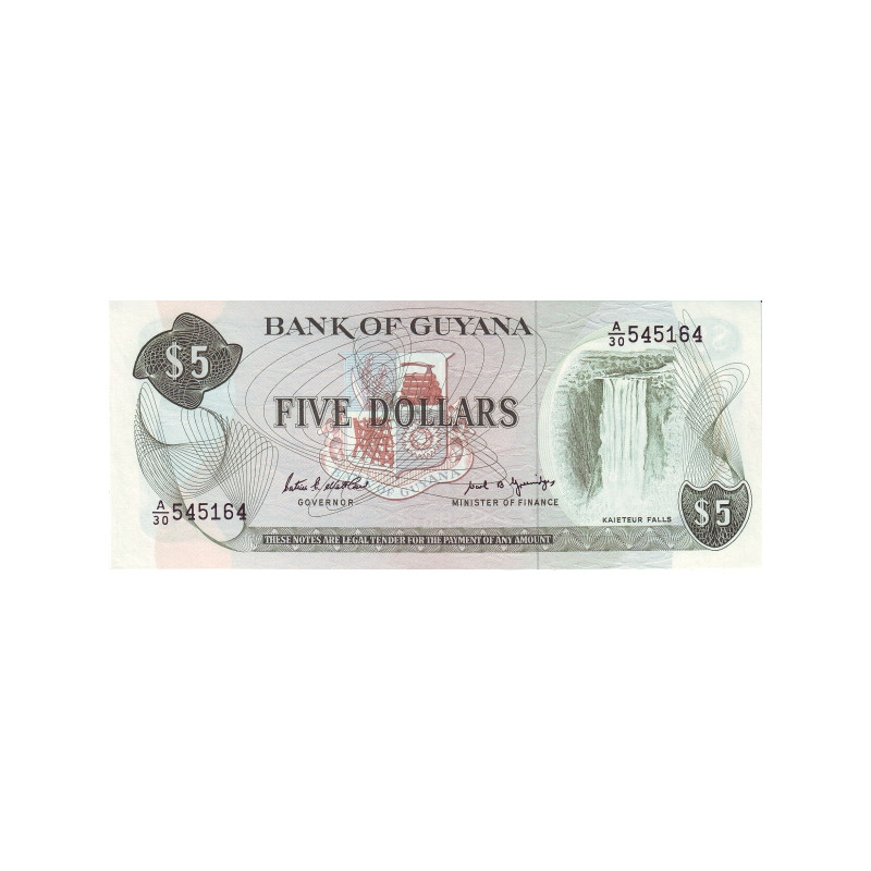 Guyana 5 Dollars P-22e ND 1966-1992