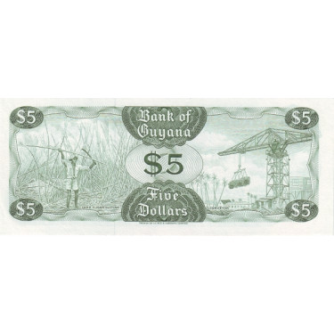 Guyana 5 Dollars P-22e ND 1966-1992