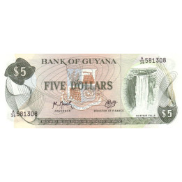 Guyana 5 Dollars P-22f2 ND 1966-1992