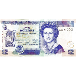 Belize 2 Dollars 2014 P-66e