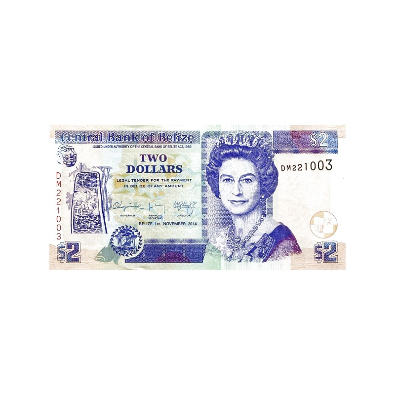 Belize 2 Dollars 2014 P-66e