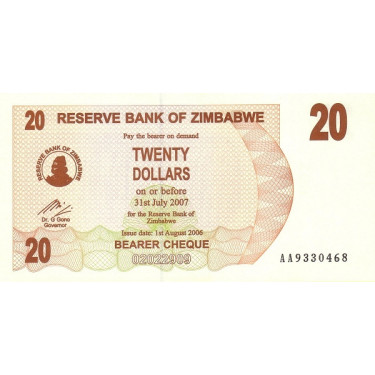 Zimbabwe 20 Dollars 2006 P-40