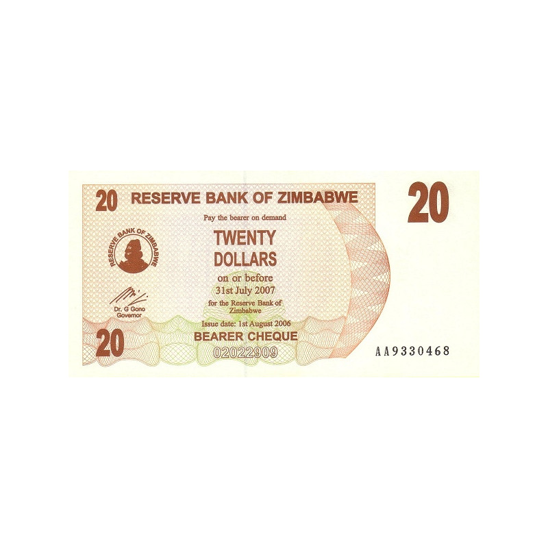 Zimbabwe 20 Dollars 2006 P-40