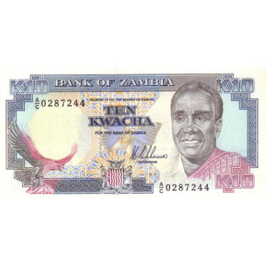Zambia 10 Kwacha ND 1989-1991 P-31a