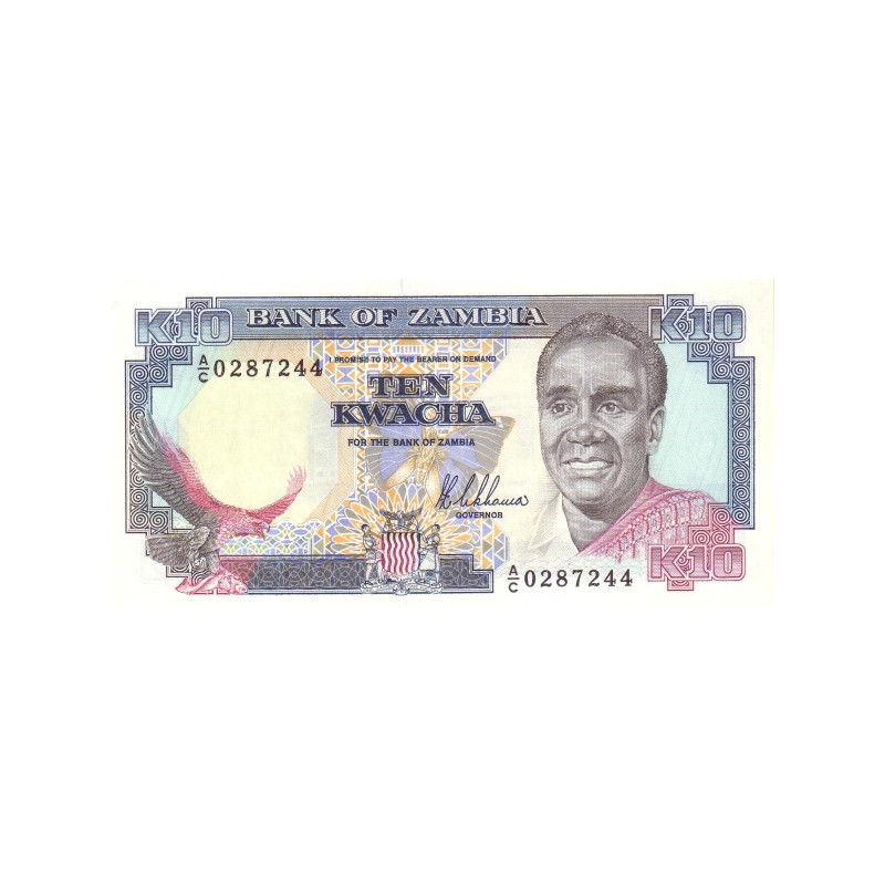 Zambia 10 Kwacha ND 1989-1991 P-31a