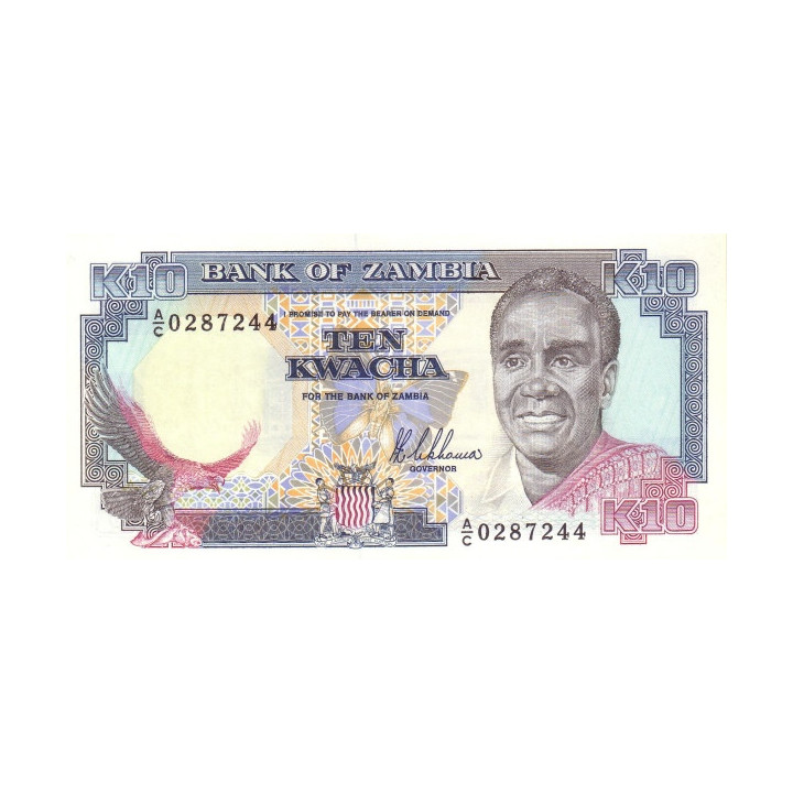 Zambia 10 Kwacha ND 1989-1991 P-31a