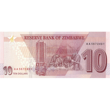 Zimbabwe 10 Dollars 2020 P-new