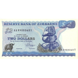 Zimbabwe 2 Dollars 1983 P-1b