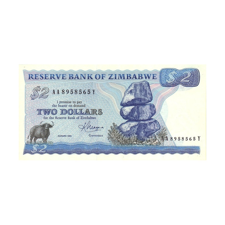 Zimbabwe 2 Dollars 1983 P-1b