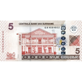 Surinam 5 Dollars 2012 P-162b