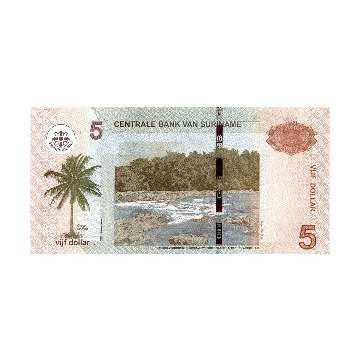 Surinam 5 Dollars 2012 P-162b