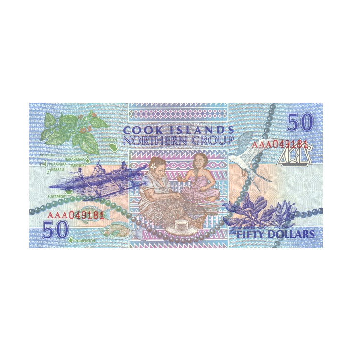 Cooköarna 50 Dollars 1992 P-10