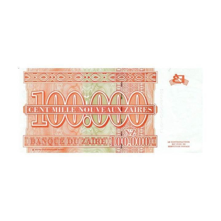 Zaire 100.000 Zaires 1996 P-77