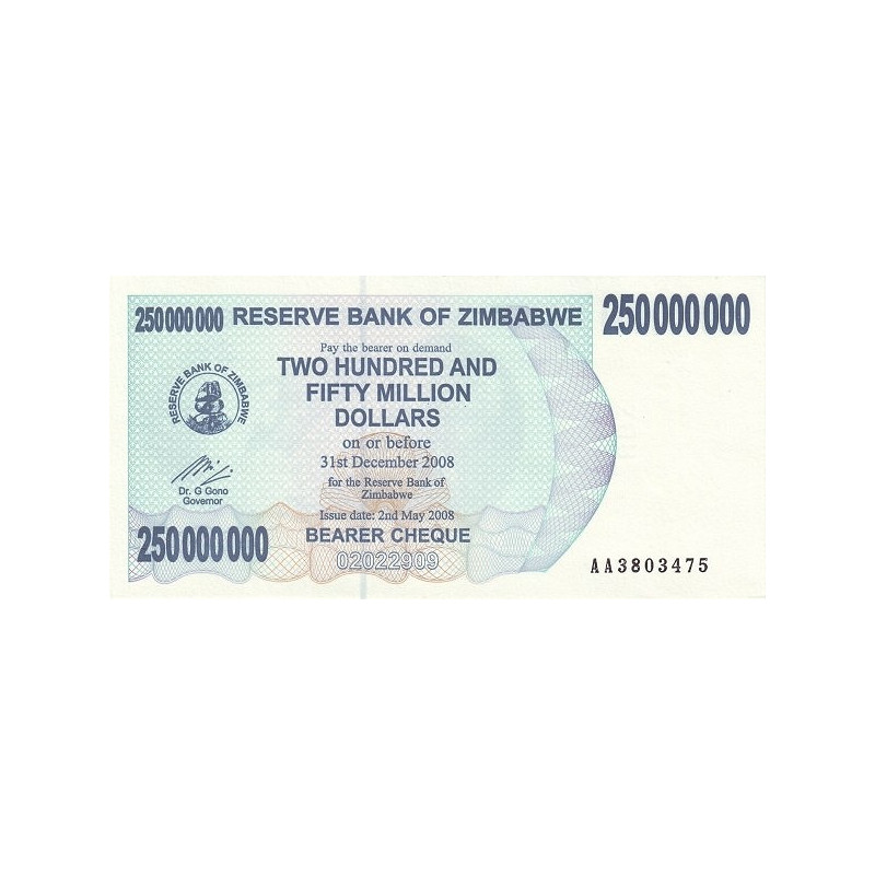 Zimbabwe 250 Million Dollars 2008 P-59