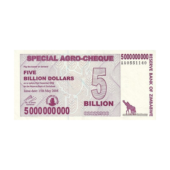 Zimbabwe 5 Billion Dollars 2008 P-61