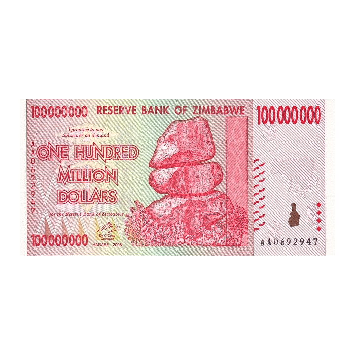 Zimbabwe 100 Million Dollars 2008 P-80