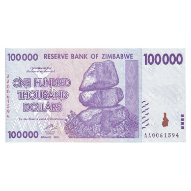 Zimbabwe 100 000 Dollars 2008 P-75