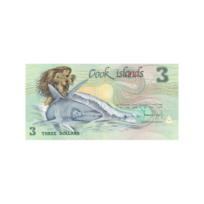 Cook Islands 3 Dollars 1992 P-6