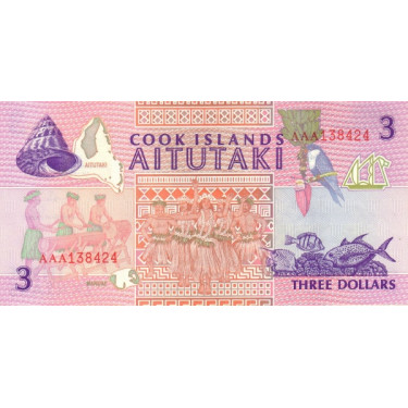 Cook Islands 3 Dollars ND 1992 P-7