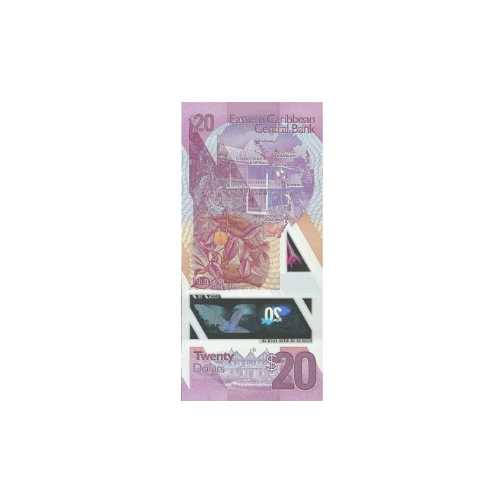 Eastern Caribbean 20 dollars 2019 ND P-New plastsedel