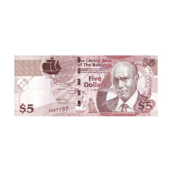 Bahamas 5 Dollars 2007 P-72