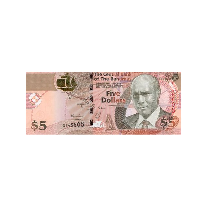 Bahamas 5 Dollars 2013 P-72A