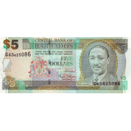 Barbados 5 Dollars 2007 P-67a