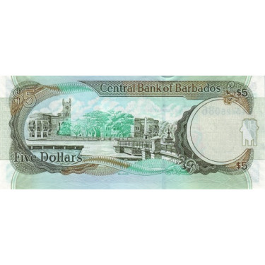 Barbados 5 Dollars 2007 P-67a
