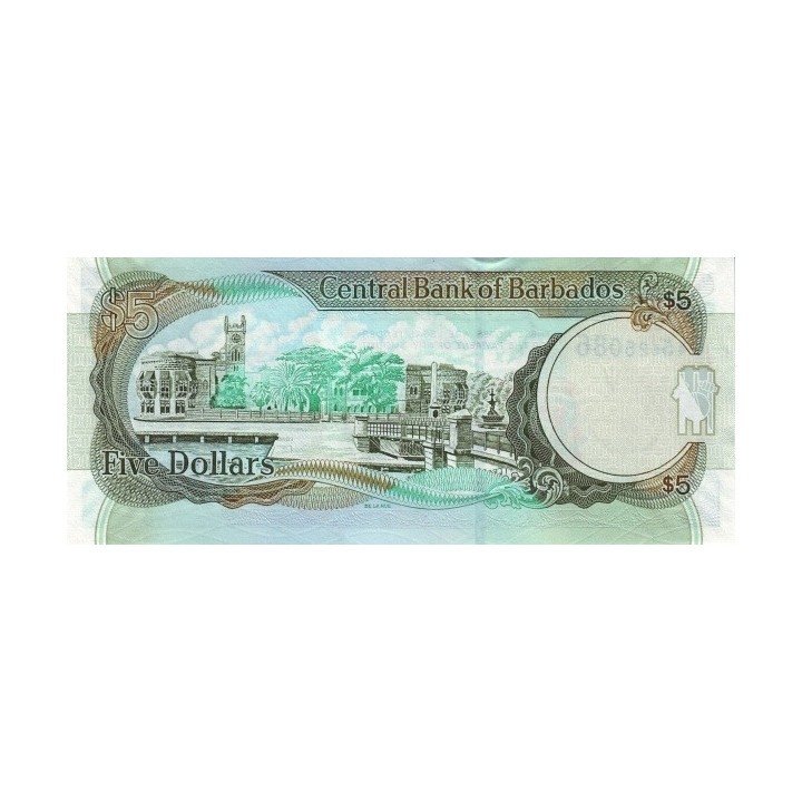 Barbados 5 Dollars 2007 P-67a