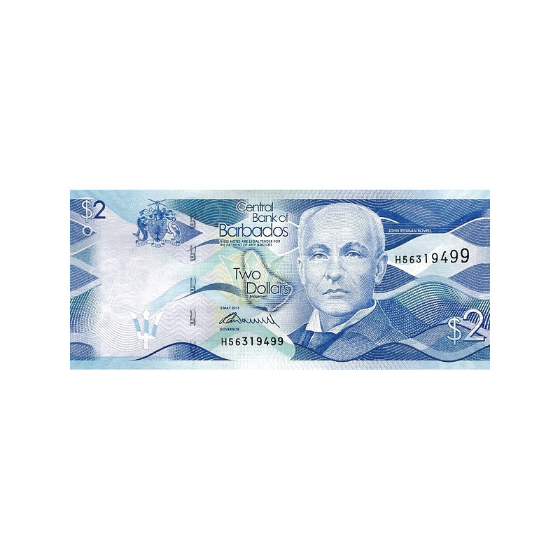Barbados 2 Dollars 2013 P-73a