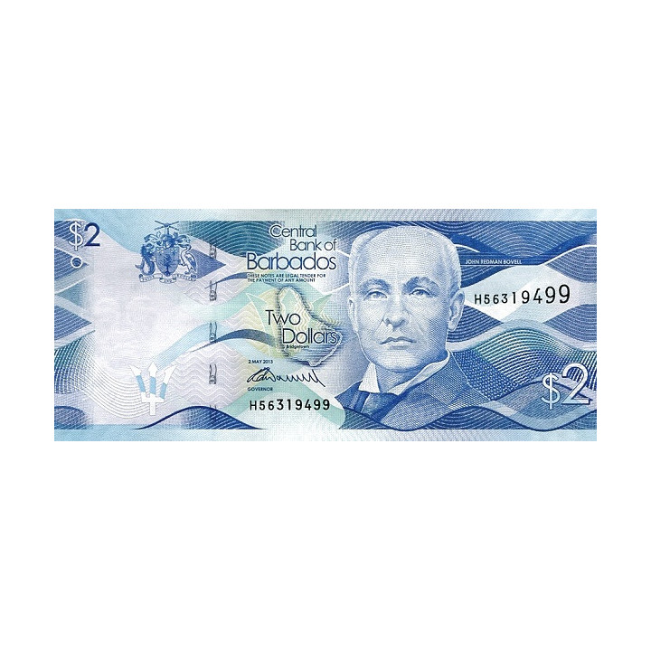 Barbados 2 Dollars 2013 P-73a