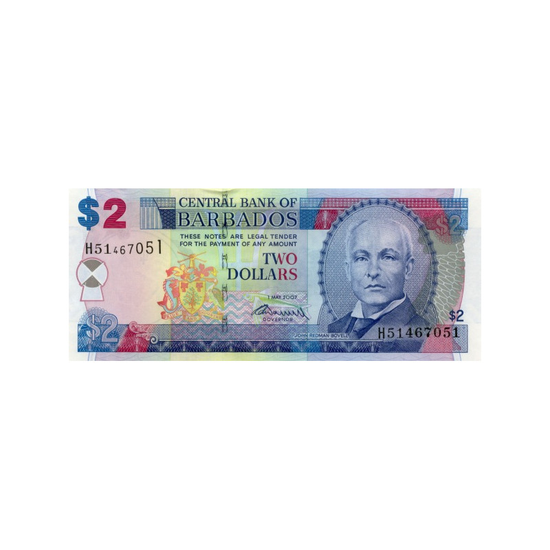 Barbados 2 Dollars 2007 P-66b