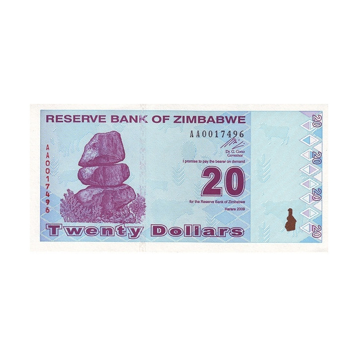 Zimbabwe 20 dollars 2009 P-95 UNC