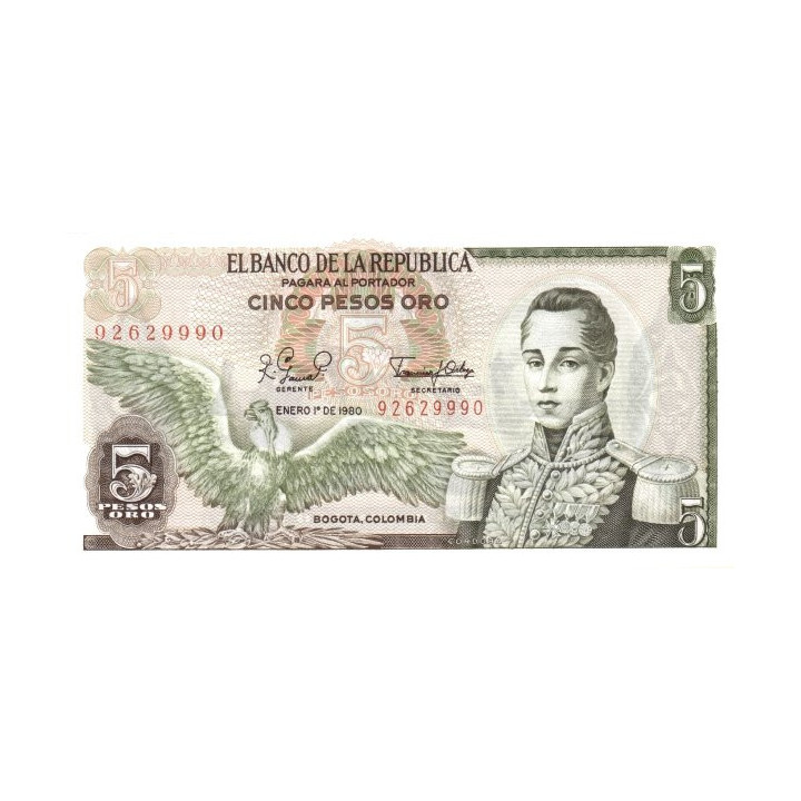Colombia 5 Pesos 1980 P-406f