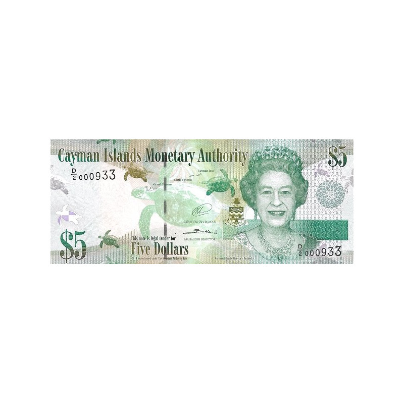 Caymanöarna 5 Dollars 2014 P-39b