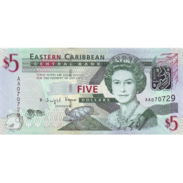 Eastern Caribbean 5 Dollars ND 2008 P-47