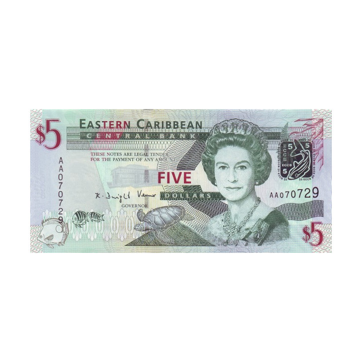 Eastern Caribbean 5 Dollars ND 2008 P-47