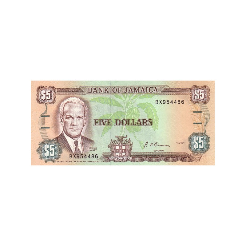 Jamaica 5 Dollars 1991 P-70d