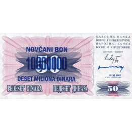 Bosnien 10 million Dinara 1993 P-36b