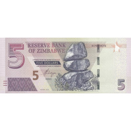 Zimbabwe 5 dollars 2016 P-100